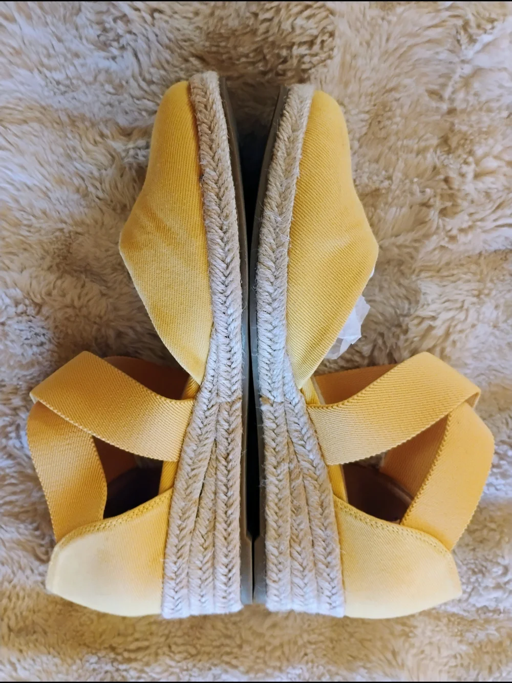 Life Stride Yellow Canvas Espadrille Wedge Sandals